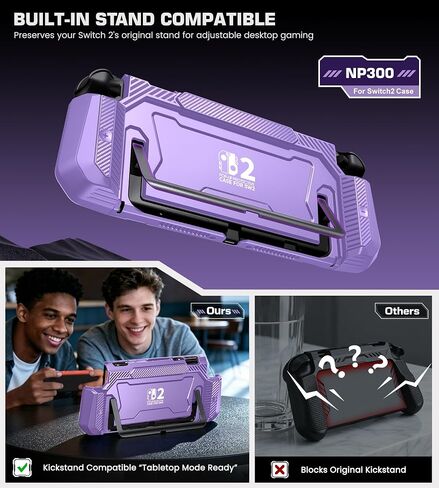 Dockable Purple Case for Switch 2,[Exclusive Pop-up Joy-Con Quick Release][Military-Grade Protection][Stand Compatible] Switch 2 Protective Case with Ergonomic Grip, Shell for Switch 2 Console in Saudi Arabia
