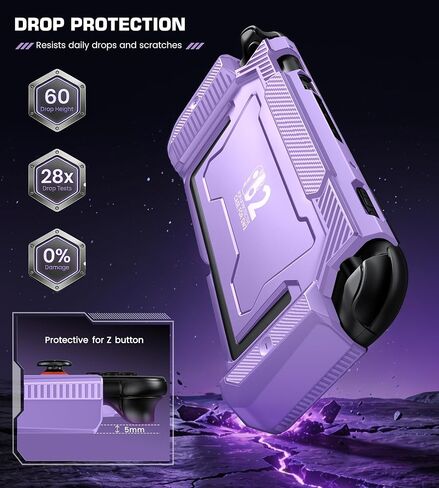 Dockable Purple Case for Switch 2,[Exclusive Pop-up Joy-Con Quick Release][Military-Grade Protection][Stand Compatible] Switch 2 Protective Case with Ergonomic Grip, Shell for Switch 2 Console in Saudi Arabia