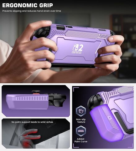 Dockable Purple Case for Switch 2,[Exclusive Pop-up Joy-Con Quick Release][Military-Grade Protection][Stand Compatible] Switch 2 Protective Case with Ergonomic Grip, Shell for Switch 2 Console in Saudi Arabia