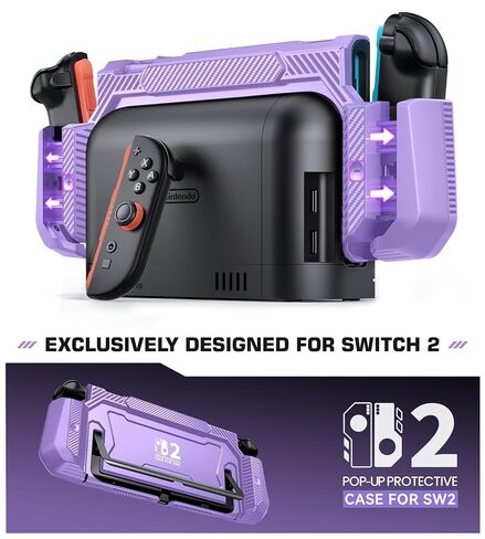 Dockable Purple Case for Switch 2,[Exclusive Pop-up Joy-Con Quick Release][Military-Grade Protection][Stand Compatible] Switch 2 Protective Case with Ergonomic Grip, Shell for Switch 2 Console in Saudi Arabia
