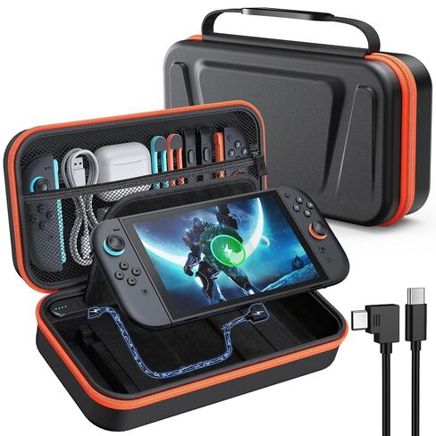 Stand Charging Case for Swicth 2 2025 Build-in 10000 mAh Recharge Battery& Game Card Holders, Protective Hard Shell Handheld Travel Carrying Bag Battery Storage Case in Saudi Arabia