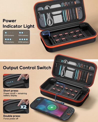 Stand Charging Case for Swicth 2 2025 Build-in 10000 mAh Recharge Battery& Game Card Holders, Protective Hard Shell Handheld Travel Carrying Bag Battery Storage Case in Saudi Arabia