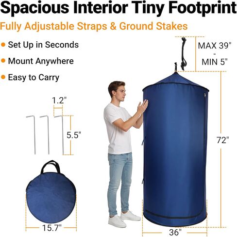 Portable Changing Tent for SUV, Pop Up Privacy Shower Tent with Suction Cups & Ground Stakes, Foldable Outdoor Dressing Room for Camping Beach Toilet Shower, Instant Setup with Carry Bag in Saudi Arabia