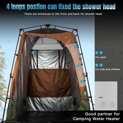 PORAYHUT Camping Shower Tent, 86.6" Extra Tall Privacy Tent for Outdoor Toilet & Changing,30s Instant Setup Portable Room with 20L Solar Shower Bag,UV Protection,Heavy Duty for Beach Hiking in Kuwait