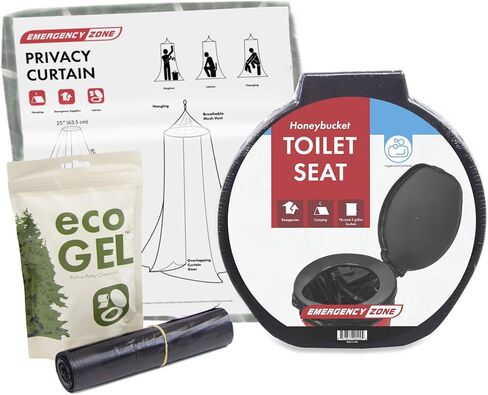 Emergency Zone Eco Gel Sanitation Set with Privacy Shelter | Hygienic Waste Disposal System for Camping, Hiking, Emergency Preparedness in Saudi Arabia