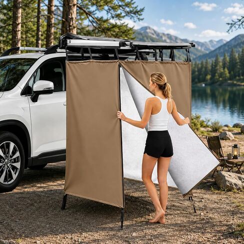 Awning Shower Tent Car Outdoor Portable Camping Shower Tent Car Side Shower Room Privacy Shelter Restroom Vehicle Side Shower Bathroom for RV, Van, Truck, Waterproof in Saudi Arabia