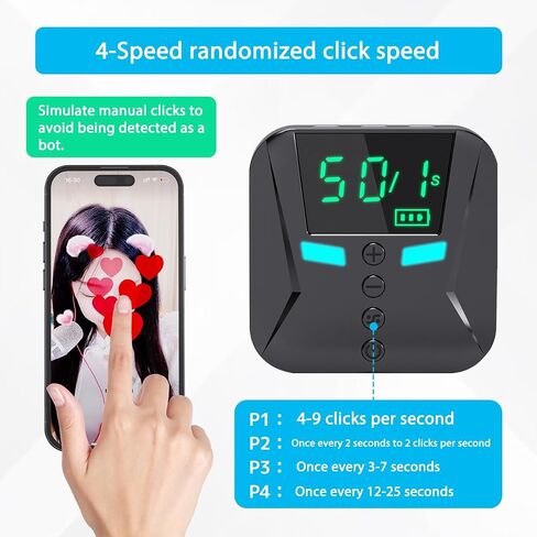 Auto Clicker Tapper for TikTok iPhone Expandable up to 9 Tapping Clips | Rechargeable Screen Tapper, 150 Adjustable Speeds & Random Mode, for Live Likes, Games, Works with iPhone iPad & Android in Saudi Arabia