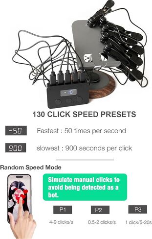 Auto Clicker Tapper for TikTok iPhone Expandable up to 5 Tapping Clips | Rechargeable Screen Tapper, 130 Adjustable Speeds & Random Mode, for Live Likes, Games, Works with iPhone iPad & Android in Saudi Arabia