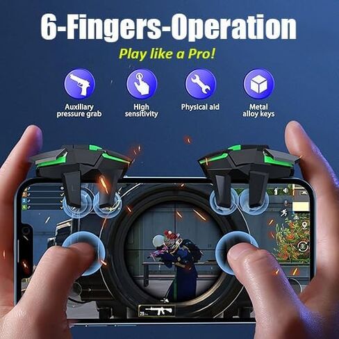 14 in 1 Mobile Dual Phone Cooler w/ PUBG Mobile Controller & Finger Sleeves | Cooling Fan with LED Light and built-in battery, L2R2 Game Triggers for PUBG/Fornite/Call of Duty/iPhones/Android Phones in Saudi Arabia