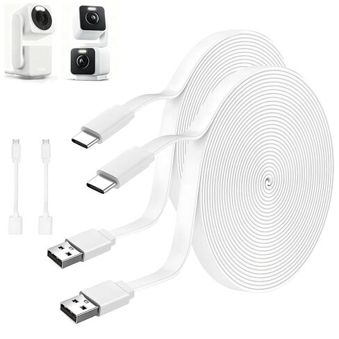 20FT USB C Extension Cable for WYZE Duo Cam Pan Indoor/Outdoor,WYZE Cam Pan v4,Wyze Cam v3,Wyze OG,Petcube Cam 360/TP-Link Tapo C120,CCTV Camera,USB to Type C Long Flat Charging Charger Cord -2 Pack in Saudi Arabia