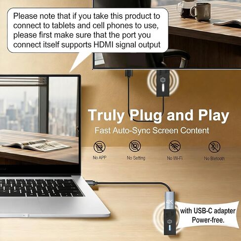 2026Upgraded Wireless HDMI Transmitter and Receiver, Premium Gold-Plated HDMI for Superior Conductivity, 328FT/100M Plug & Play, 4K Decode 1080P@60Hz, Stable Signal Transfer from Laptop/PC/Projector in Saudi Arabia