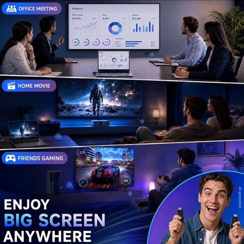 Wireless HDMI Transmitter & Receiver Kit, Plug and Play 1080P | 4K Decoding, 1080P@60Hz Output, Low Latency Dual Band, 98 ft, No WiFi Needed for Laptop to TV & Projector in Kuwait