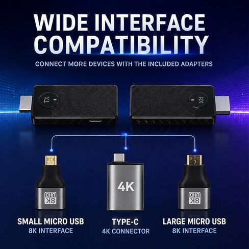 Wireless HDMI Transmitter & Receiver Kit, Plug and Play 1080P | 4K Decoding, 1080P@60Hz Output, Low Latency Dual Band, 98 ft, No WiFi Needed for Laptop to TV & Projector in Kuwait