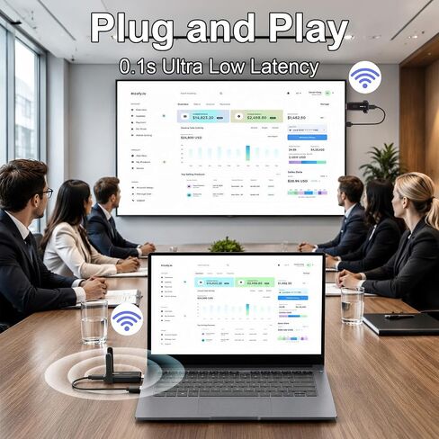 PWAYTEK Wireless HDMI Transmitter and Receiver, 0.1s 4K 1080P Black | 1080P@60Hz 4K Decode, 2.4G/5G Dual-Antenna, 150M/492FT, Plug&Play, 4 Screens, for TV Laptop Camera Projector in Saudi Arabia