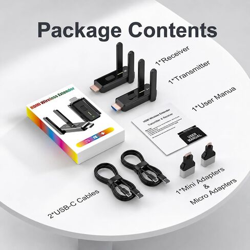PWAYTEK Wireless HDMI Transmitter and Receiver, 0.1s 4K 1080P Black | 1080P@60Hz 4K Decode, 2.4G/5G Dual-Antenna, 150M/492FT, Plug&Play, 4 Screens, for TV Laptop Camera Projector in Saudi Arabia