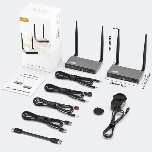 TIMBOOTECH Wireless HDMI Transmitter and Receiver 820FT, Multiple Rx/Tx, 4K Decode 1080P 60Hz, 5.8G, KVM, IR Remote, Loop Out HDMI Extender Casting from Laptop CCTV Cable Box to TV/Projector/Monitor in Saudi Arabia