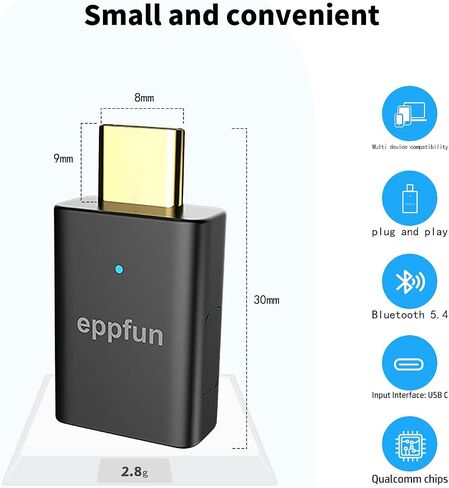 eppfun Auracast Bluetooth 5.4 Audio Transmitter with LC3, Aptx Lossless aptX Adaptive,High-Definition 24-bit / 96 kHz Audio, Works with PC/Mac/Gaming Consoles for PS5 in Saudi Arabia