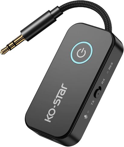 Bluetooth 6.0 Transmitter Receiver, 2-in-1 Wireless Audio Adapter with Dual Link for 2 Headphones, 3.5mm Aux Jack for TV, Airplane, Car, PC, Gym, Home Stereo, Nintendo Switch in Saudi Arabia