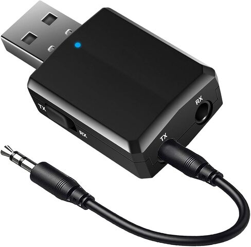 ISOBEL USB Bluetooth Audio Transmitter Receiver, 3 in 1 HiFi Wireless Audio Adapter, Bluetooth 5.0 EDR Adapter with 3.5mm AUX for Car TV Headphones PC Home Stereo, USB Power Supply, Plug and Play in Saudi Arabia