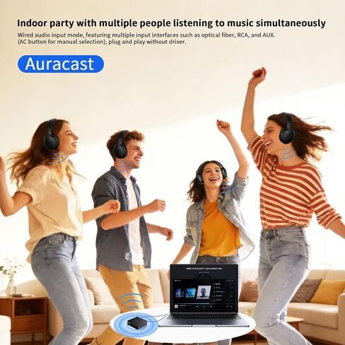 Auracast Broadcast Transmitter with LC3 Low Latency Audio Codec, Bluetooth & Wired Dual Input Mode, Optical Digital, RCA, AUX, USB-C Audio Input, Wireless Audio Sender for TV, Projector, Home Stereo in Saudi Arabia