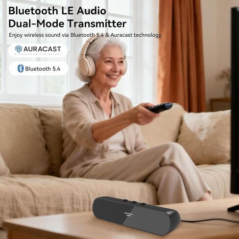 QCC3086 Bluetooth 5.4 Audio Transmitter aptX Adaptive LC3 Auracast Dual Classic Bluetooth OLED 20M Range AUX Optical USB-C in Saudi Arabia