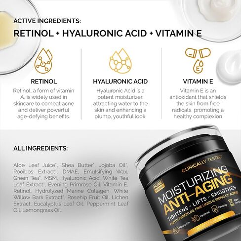 Men's Face Cream Moisturizer - Anti-Aging Cream For Men, Collagen, Retinol & Hyaluronic Acid - Day & Night - Facial Skin Care- Anti Wrinkle 1.7 oz in Saudi Arabia