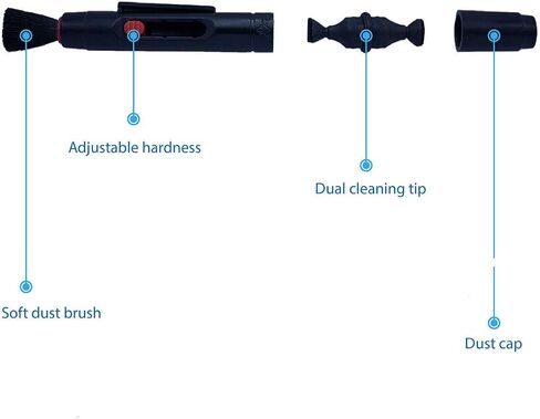 Professional Carbon Lens Cleaning Pen Brush with Retractable Soft Brush Portable Dust Cleaner for DSLR Camera Lenses Filters Viewfinder Camcorder LCD Screens - Black Plastic in Saudi Arabia