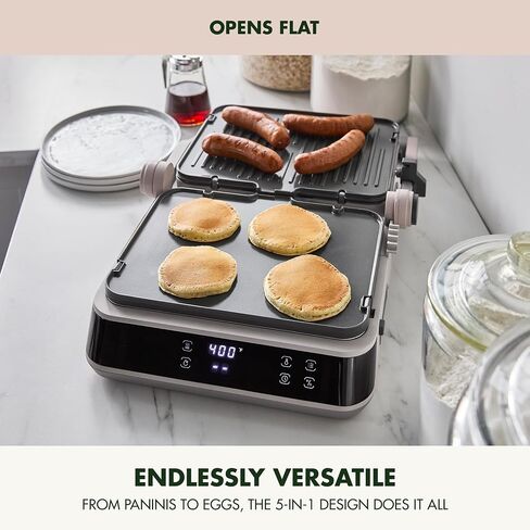 GreenPan Advanced Grill & Griddle, PFAS-Free Ceramic Nonstick, Clay | 5-in-1 Grill & Griddle with Reversible Plates, Adjustable Cover and Open Flat Surface, 6 Cooking Modes, Easy Clean in Saudi Arabia