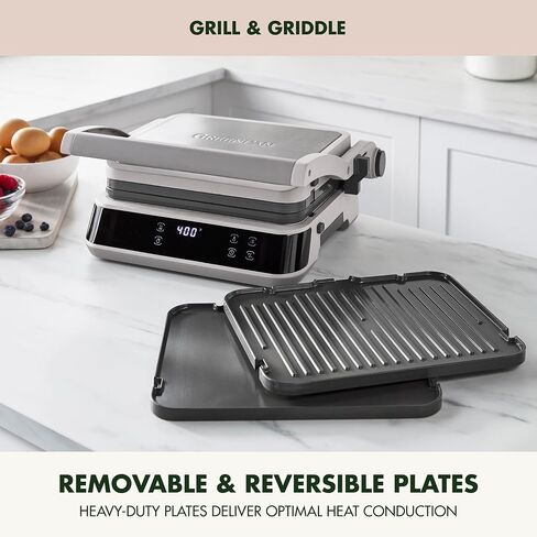 GreenPan Advanced Grill & Griddle, PFAS-Free Ceramic Nonstick, Clay | 5-in-1 Grill & Griddle with Reversible Plates, Adjustable Cover and Open Flat Surface, 6 Cooking Modes, Easy Clean in Saudi Arabia