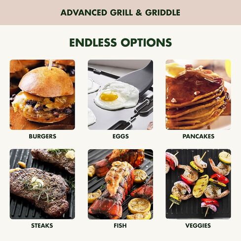 GreenPan Advanced Grill & Griddle, PFAS-Free Ceramic Nonstick, Clay | 5-in-1 Grill & Griddle with Reversible Plates, Adjustable Cover and Open Flat Surface, 6 Cooking Modes, Easy Clean in Saudi Arabia