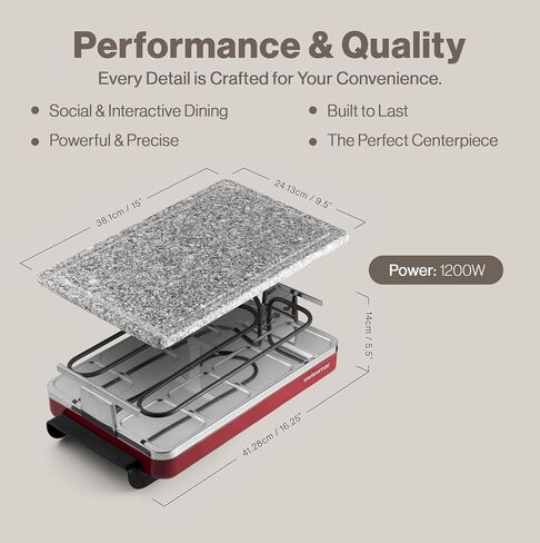 Swissmar Classic 8-Person Raclette Party Grill - Indoor Electric Grill & Griller with Granite Stone Grill Plate - Red in Kuwait
