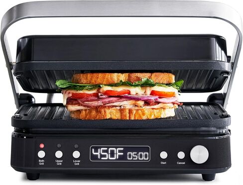 GreenPan 6-in-1 Multifunction Removable Plate Indoor Grill & Electric Griddle, Diamond Infused PFAS Free Ceramic Nonstick Reversible Plates, Opens Flat, Adjustable Temp, Panini Press, Black in Saudi Arabia