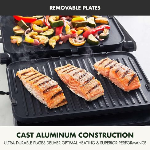 GreenPan 6-in-1 Multifunction Removable Plate Indoor Grill & Electric Griddle, Diamond Infused PFAS Free Ceramic Nonstick Reversible Plates, Opens Flat, Adjustable Temp, Panini Press, Black in Saudi Arabia