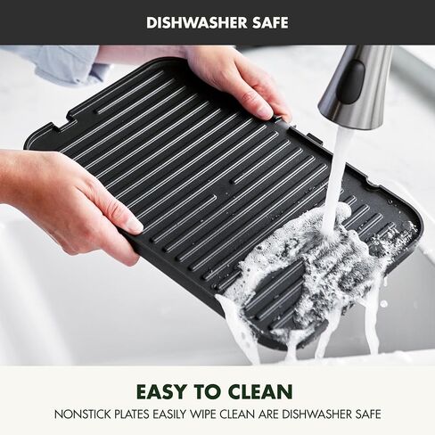 GreenPan 6-in-1 Multifunction Removable Plate Indoor Grill & Electric Griddle, Diamond Infused PFAS Free Ceramic Nonstick Reversible Plates, Opens Flat, Adjustable Temp, Panini Press, Black in Saudi Arabia