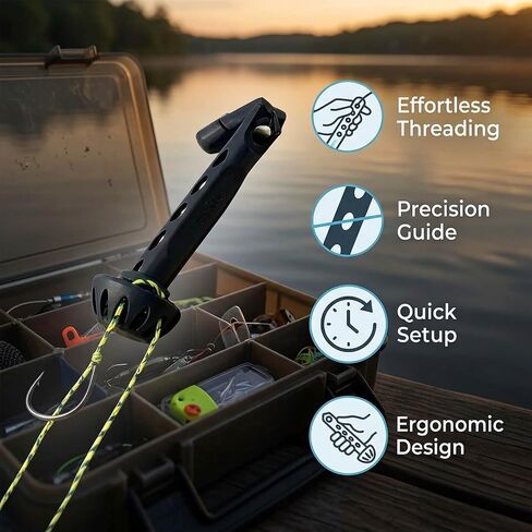 Magnetic Fly Threader, Magnetic Fly Threader & Knot Tying Tool, Fly Fishing Accessories with Strong Magnets for Easy Line Threading, Two-Pack Black Tools for Fishing Lovers and Starters in Saudi Arabia