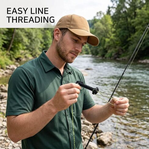 Magnetic Fly Threader, Magnetic Fly Threader & Knot Tying Tool, Fly Fishing Accessories with Strong Magnets for Easy Line Threading, Two-Pack Black Tools for Fishing Lovers and Starters in Saudi Arabia