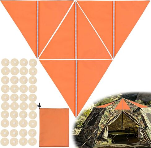 4PCS Upgraded Snap Blaze Orange Hunting Blind Safety Panels for Ground Tent | 18.5" Per Side Waterproof Hunting Blind Orange Marker, High-Visibility Reflective Strip, Lightweight Portable Drawstring Bag in Saudi Arabia