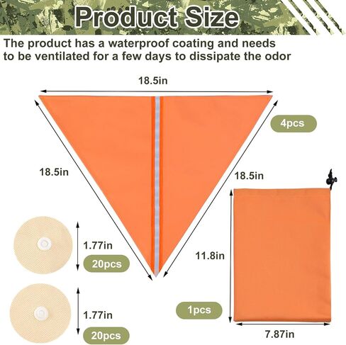 4PCS Upgraded Snap Blaze Orange Hunting Blind Safety Panels for Ground Tent | 18.5" Per Side Waterproof Hunting Blind Orange Marker, High-Visibility Reflective Strip, Lightweight Portable Drawstring Bag in Saudi Arabia