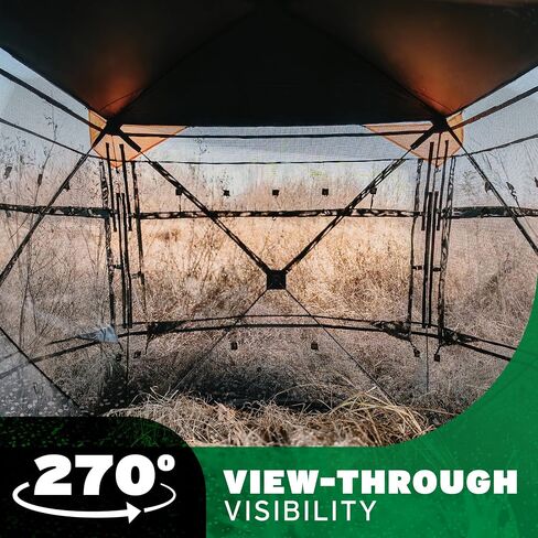 Barronett Blinds® Insight™ 350 See-Through Hunting Blind — View-Through Fabric, Silent Panoramic Shooting Windows, Fence-Line Camo™, Blaze Orange Safety Panels, 92" x 92" x 80", NS350FT in Saudi Arabia