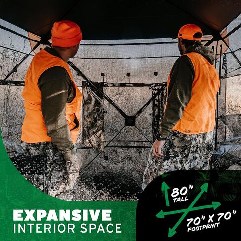 Barronett Blinds® Insight™ 350 See-Through Hunting Blind — View-Through Fabric, Silent Panoramic Shooting Windows, Fence-Line Camo™, Blaze Orange Safety Panels, 92" x 92" x 80", NS350FT in Saudi Arabia