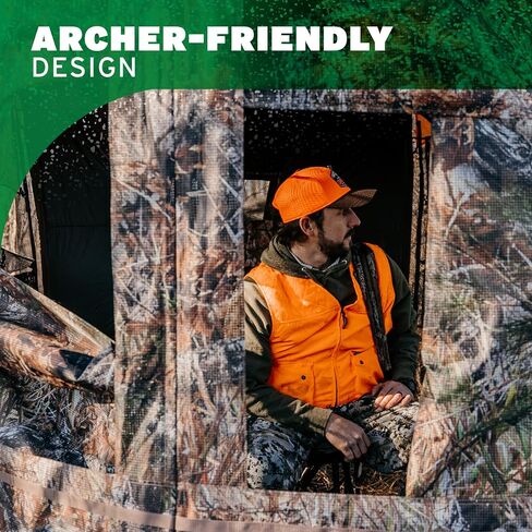 Barronett Blinds® Insight™ 350 See-Through Hunting Blind — View-Through Fabric, Silent Panoramic Shooting Windows, Fence-Line Camo™, Blaze Orange Safety Panels, 92" x 92" x 80", NS350FT in Saudi Arabia