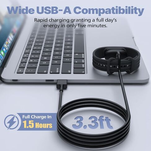 2-Pack Fast USB-A Charger for Google Fitbit Air, Magnetic Replacement Cable | Charging Cable for Screenless Activity Tracker, 3.3ft Portable Charging Cord, Quick Durable Charge Dock in Saudi Arabia
