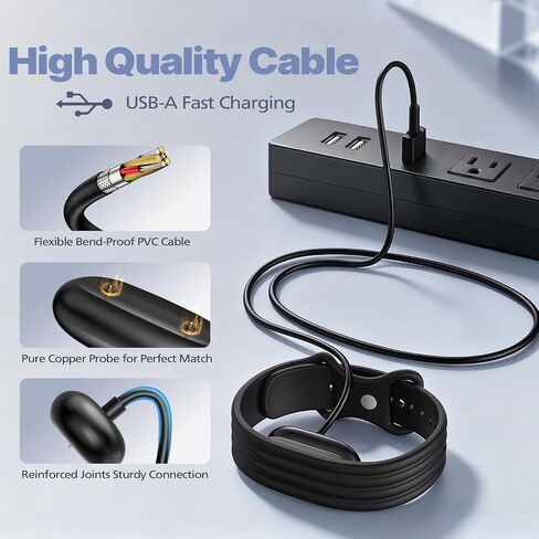 2-Pack Fast USB-A Charger for Google Fitbit Air, Magnetic Replacement Cable | Charging Cable for Screenless Activity Tracker, 3.3ft Portable Charging Cord, Quick Durable Charge Dock in Saudi Arabia