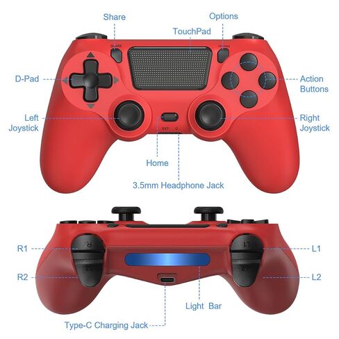 وحدة التحكم اللاسلكية Wuthur 2 Pack المتوافقة مع PS4/Pro/Slim (أرجواني وأحمر) in Kuwait