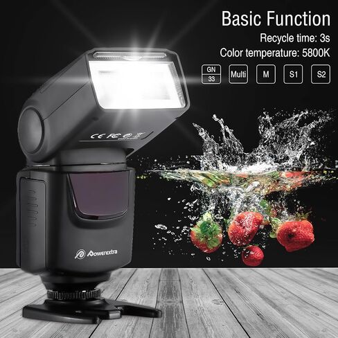 Powerextra Professional DF-400 Speedlite Camera Flash for Canon Nikon Pentax Samsung Fujifilm Olympus Panasonic Sigma Minolta Leica Ricoh DSLR Cameras and Digital Cameras with Single-Contact Hotshoe in Saudi Arabia