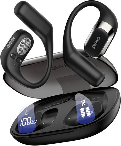 OHAYO Open Ear Headphones,Over Ear Earbuds with Ergonomic Earhook,Bluetooth Headphones 5.4 with Smart Digital Display,40H Playtime,IPX6 Waterproof,Touch Control Operate Fit Cycling,Running,Workout in Saudi Arabia