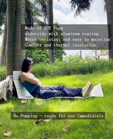Foam Sleeping Pad Camping 77.1″ x 24″ Insulated Mat Foldable Ultralight | Heat reflecting underside with aluminum coating, water resistant Sleeping Mat, for Backpacking, thickness about 0.78 inches in Saudi Arabia