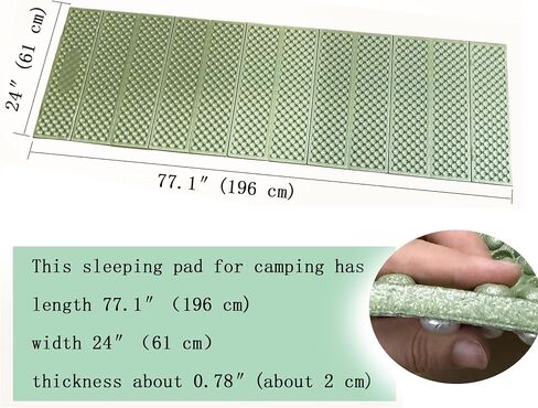 Foam Sleeping Pad Camping 77.1″ x 24″ Insulated Mat Foldable Ultralight | Heat reflecting underside with aluminum coating, water resistant Sleeping Mat, for Backpacking, thickness about 0.78 inches in Saudi Arabia
