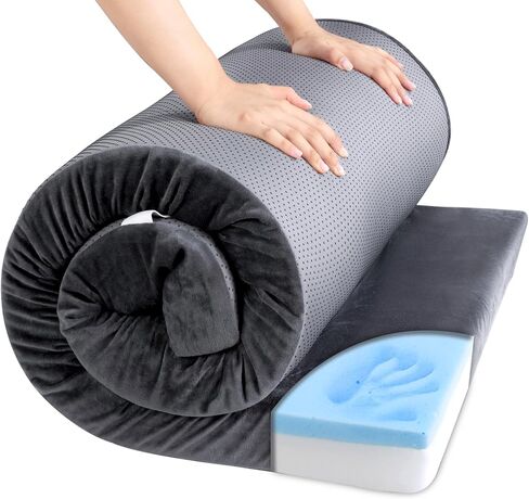 HOMBYS 3 INCH Thick Waterproof Memory Foam Camping Mattress for Outdoor Sleeping, Portable Roll Up Mattress Pad Mat for Travel Truck Bed Tent in Kuwait