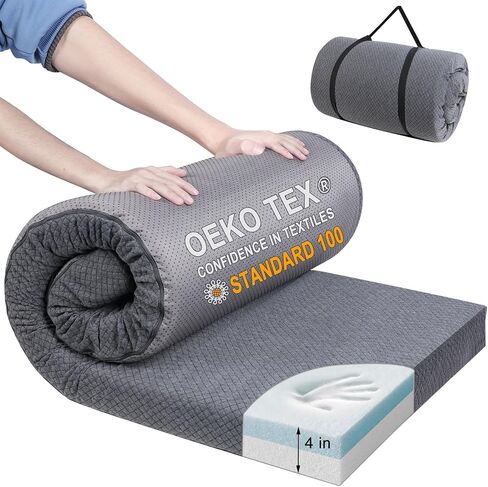 Extra Thick Memory Foam Camping Mattress - 72" x 24" Portable Sleeping Pad for Adults, Folding Camping Bed Mat, Lightweight Cot Mattress Topper for Outdoor, RV, Travel & Backpacking in Saudi Arabia